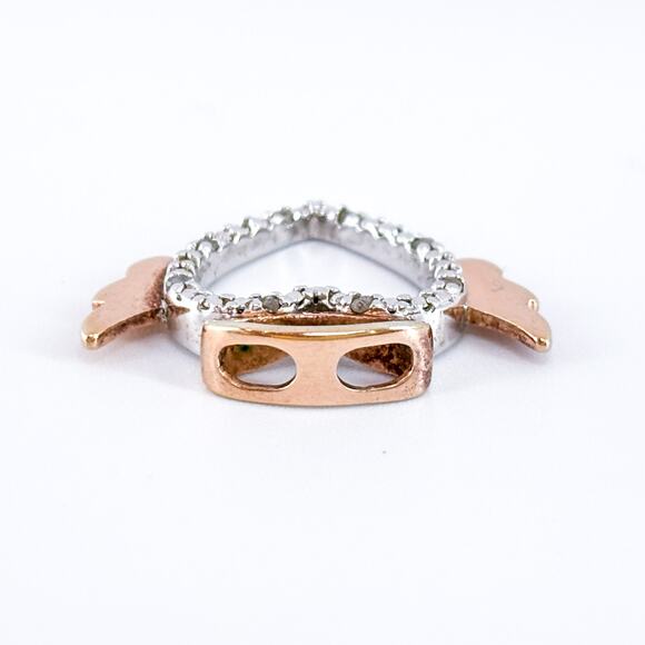 Sterling Silver Diamond Winged Heart Pendant | Petite Rose Gold Wing Accent - Picture 4 of 8